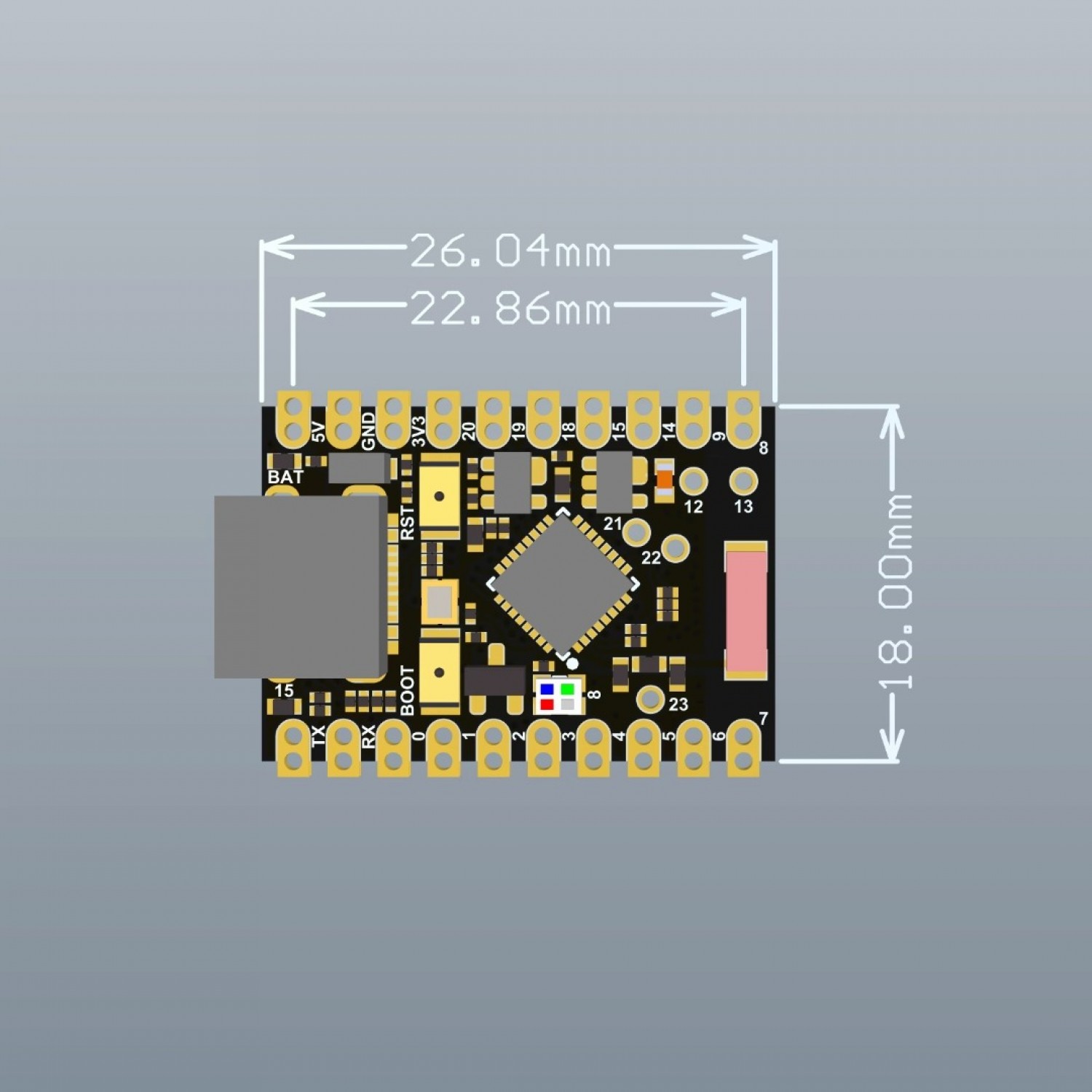 ESP32-C6 Super Mini connected for ESPHome Size